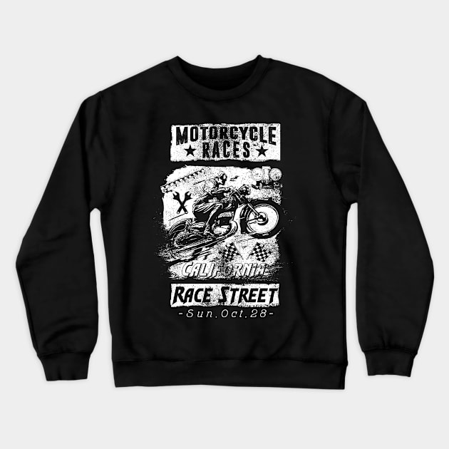 Motorcycle Races: California Race Street Vintage Crewneck Sweatshirt by Jarecrow 